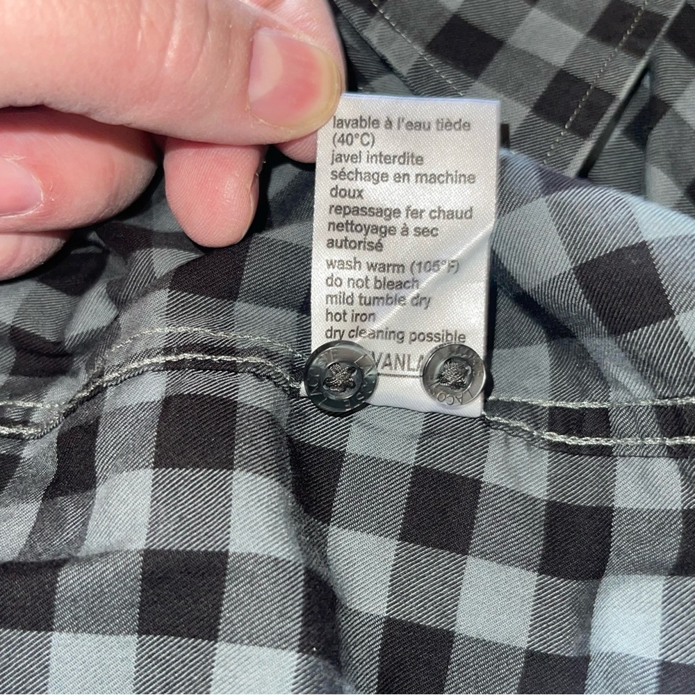 Lacoste Shirt Mens 46 Gray Check Modern Fit Long Sleeve Button Down Gray Black - Picture 9 of 9